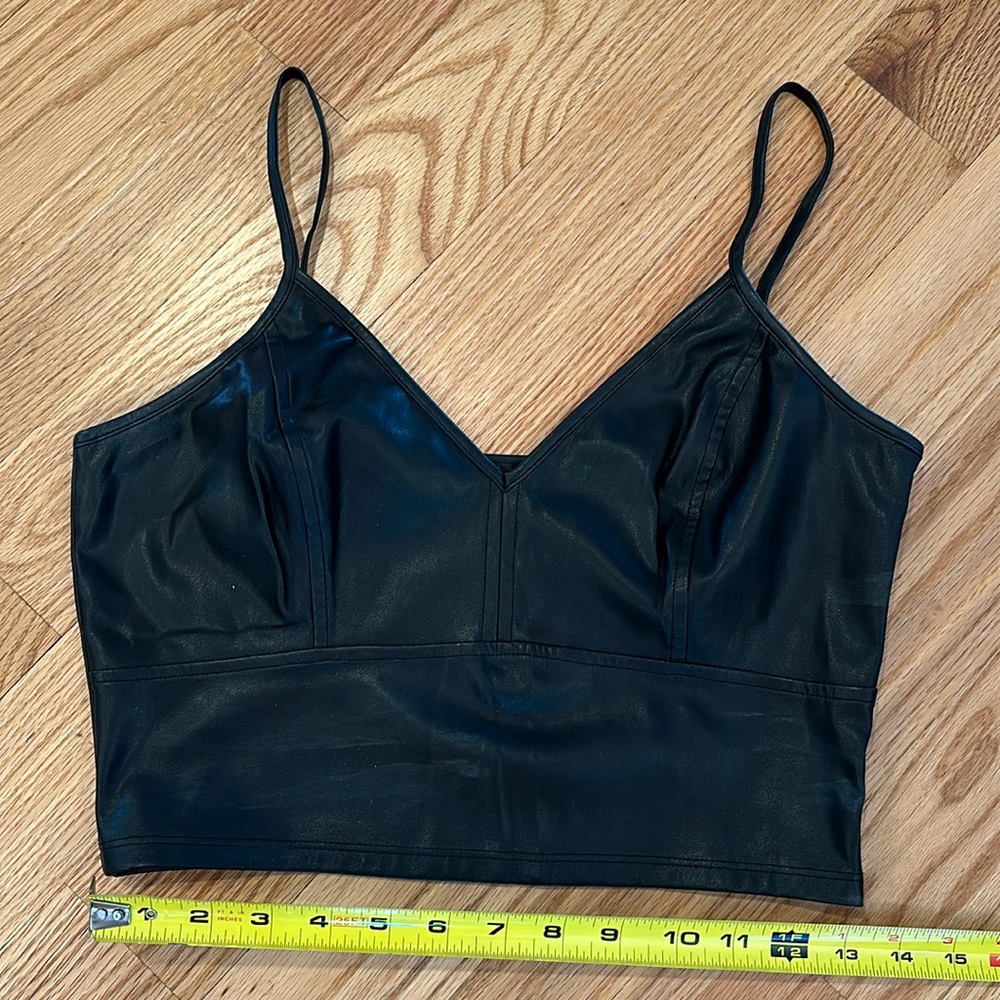 Aqua vegan leather look cami top